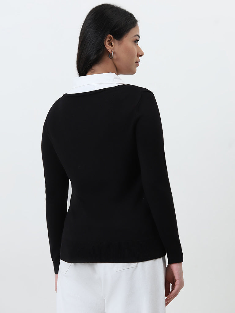 Gia Black Collared Sweater