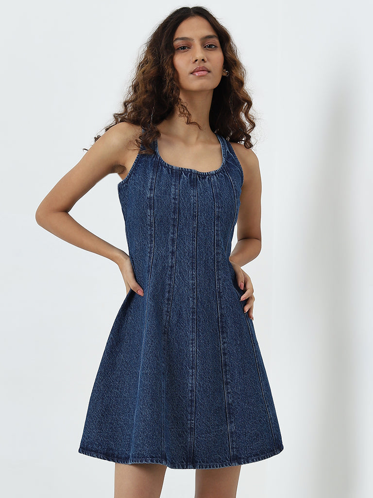 Nuon Blue A-Line Denim Dress