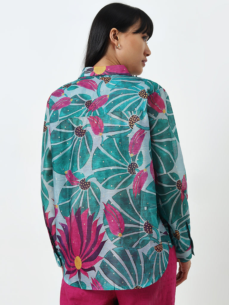 Bombay Paisley Teal Floral Printed Shirt