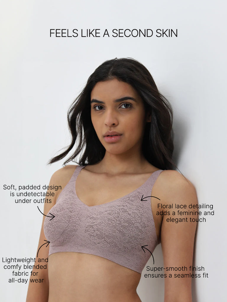 Wunderlove Light Pink Invisible Lace Full Coverage Bra