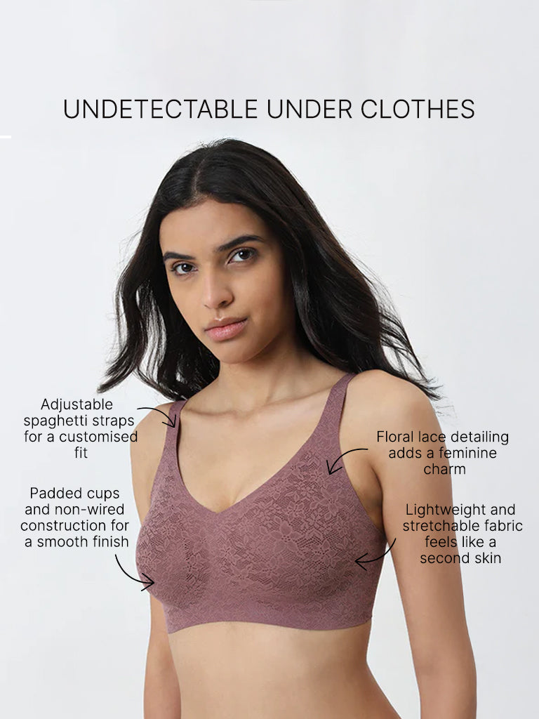 Wunderlove Mauve Invisible Lace Bra