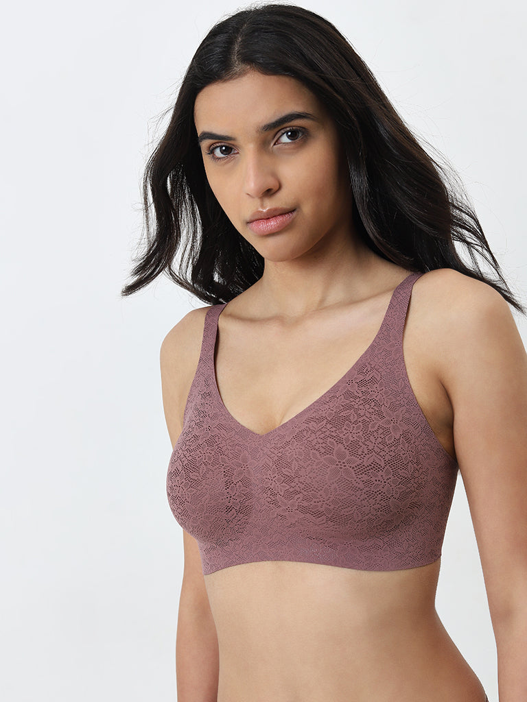 Wunderlove Mauve Invisible Lace Bra