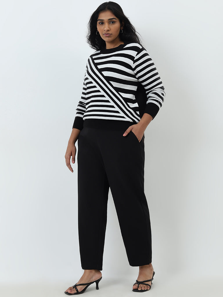 Gia Black & White Striped Sweater