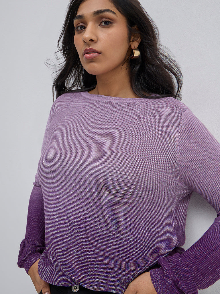 Gia Purple Ombre Pattern Sweater