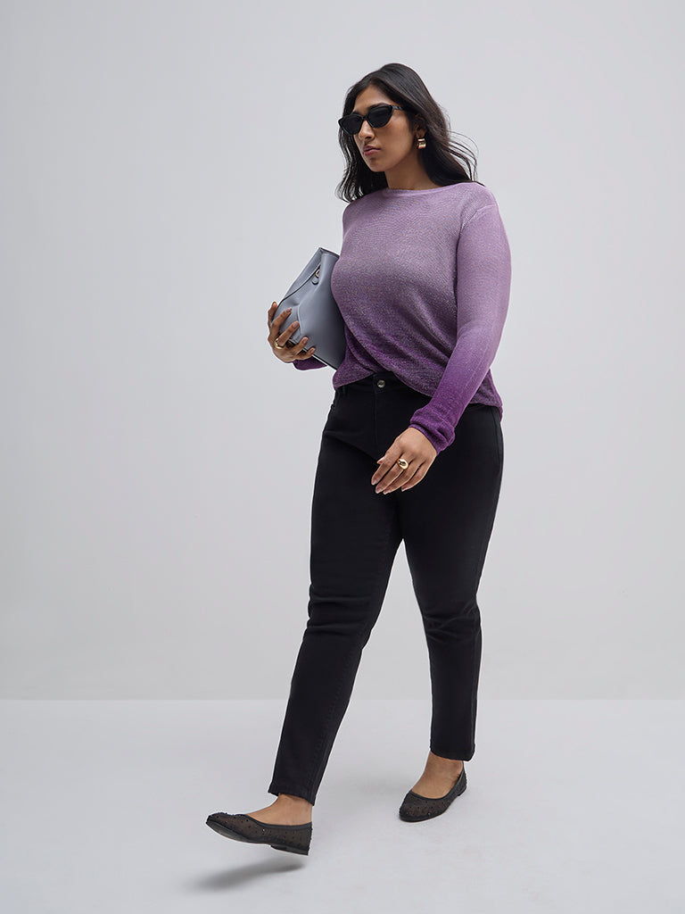 Gia Purple Ombre Pattern Sweater