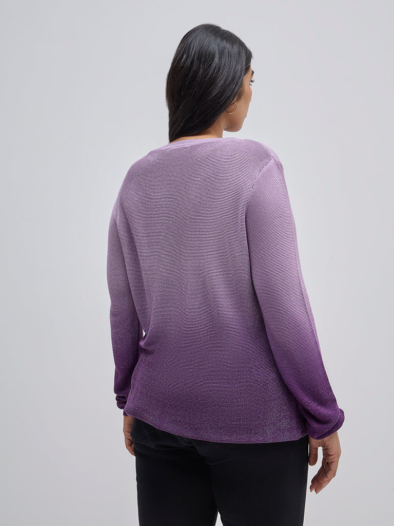 Gia Purple Ombre Pattern Sweater