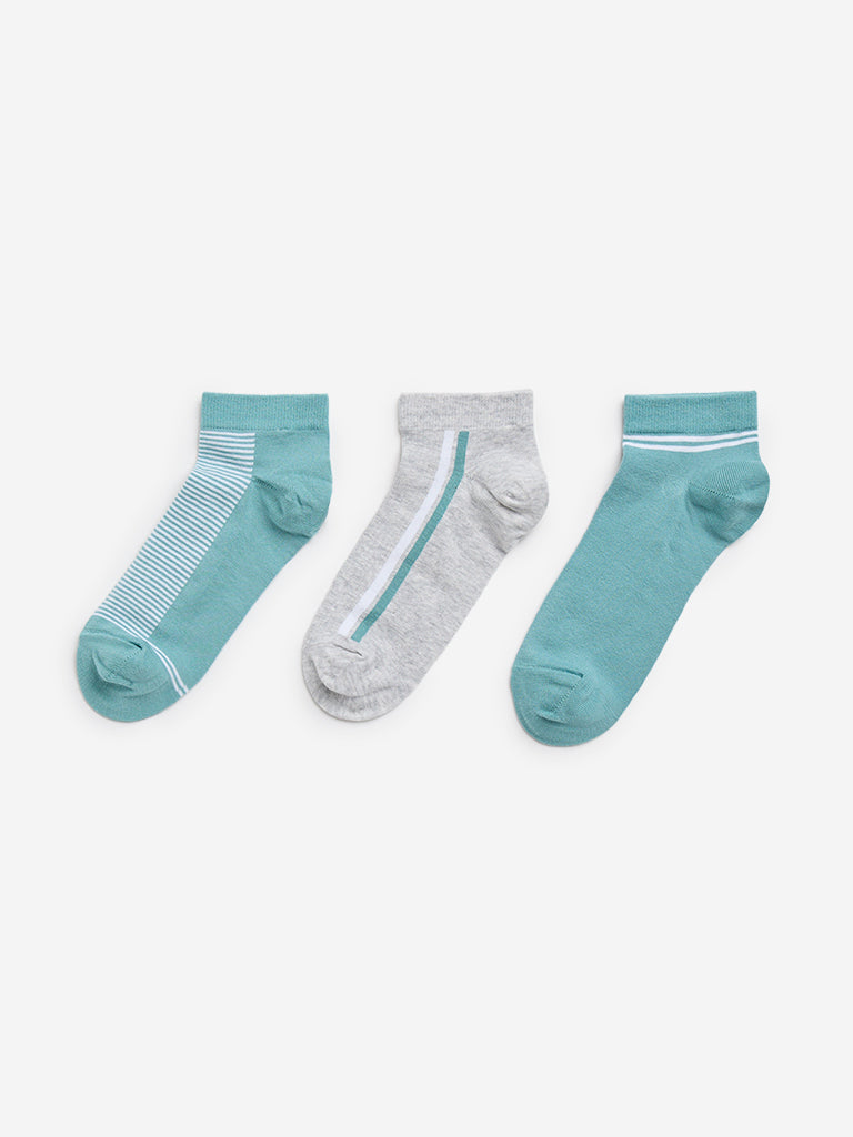 Y&F Kids Green Striped Boy Socks - Pack of 3