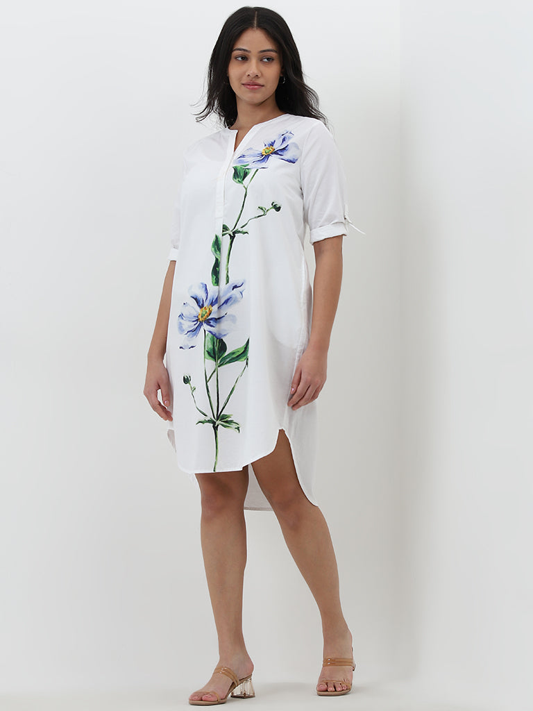 Gia Off-White Printed Straight Dress