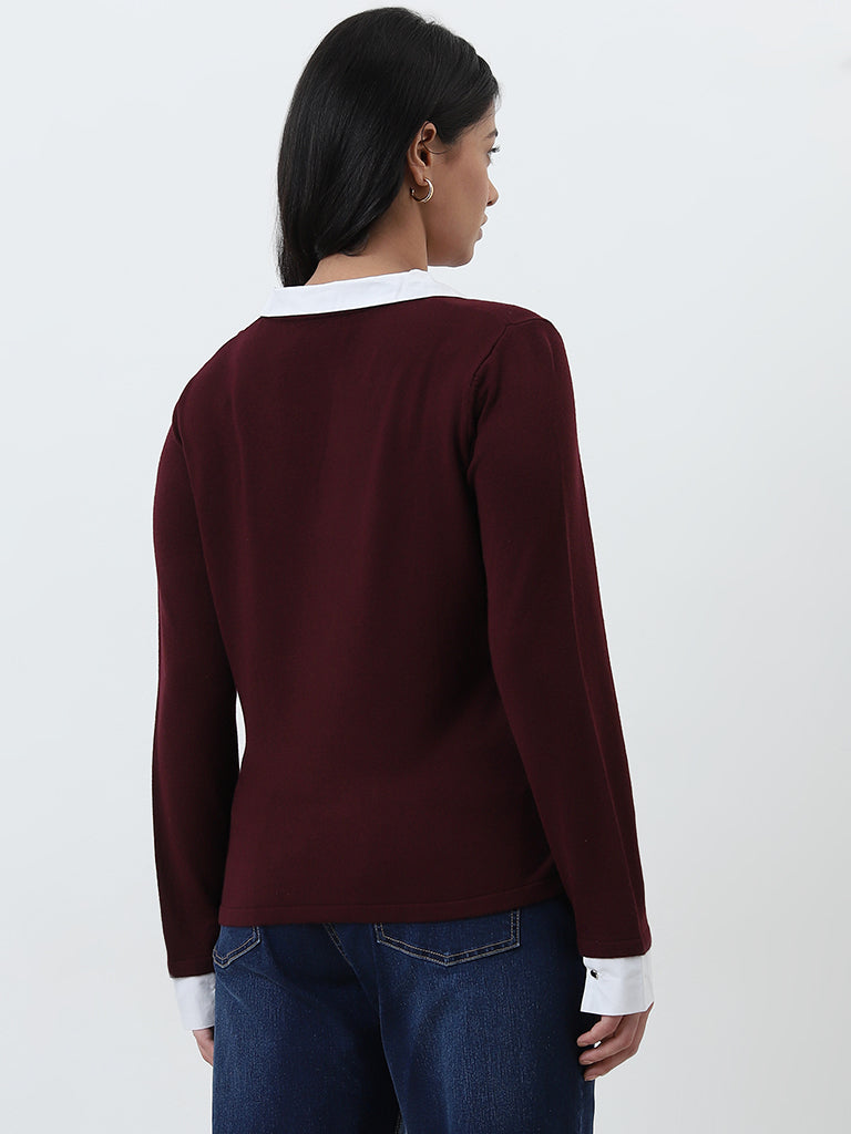 Gia Maroon Collared T-Shirt