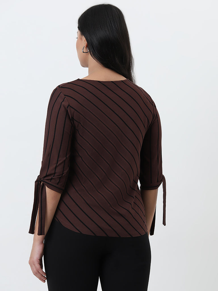 Gia Brown Striped Blouse