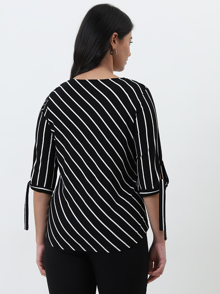 Gia Black Striped Blouse