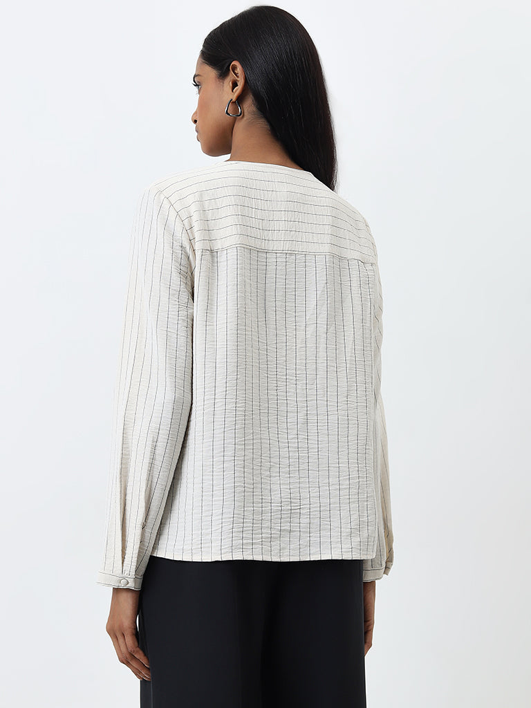 Wardrobe Off-White Pinstriped Top