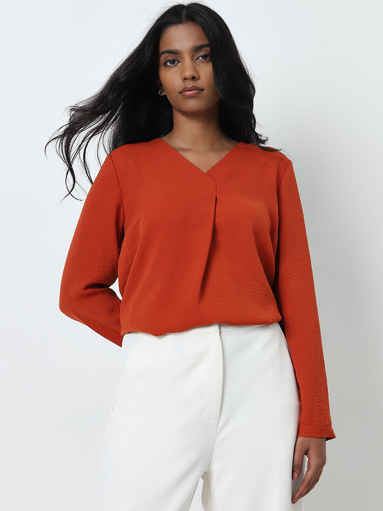 Wardrobe Rust Crinkle Textured Top