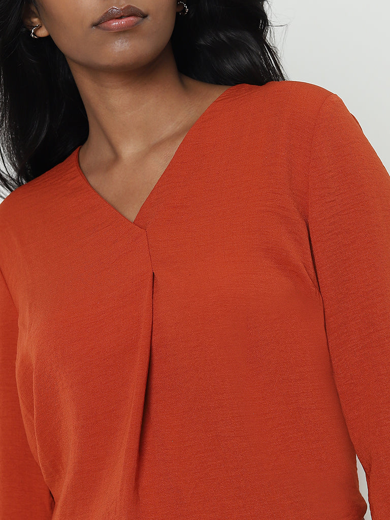 Wardrobe Rust Crinkle Textured Top