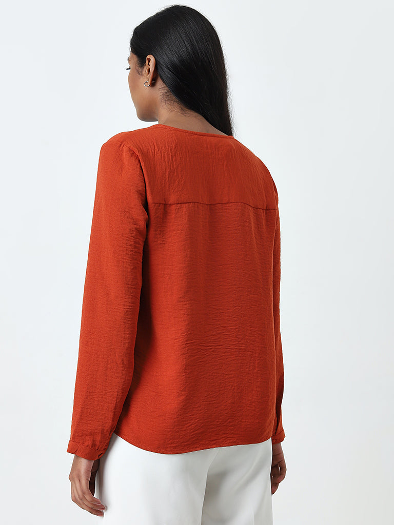 Wardrobe Rust Crinkle Textured Top