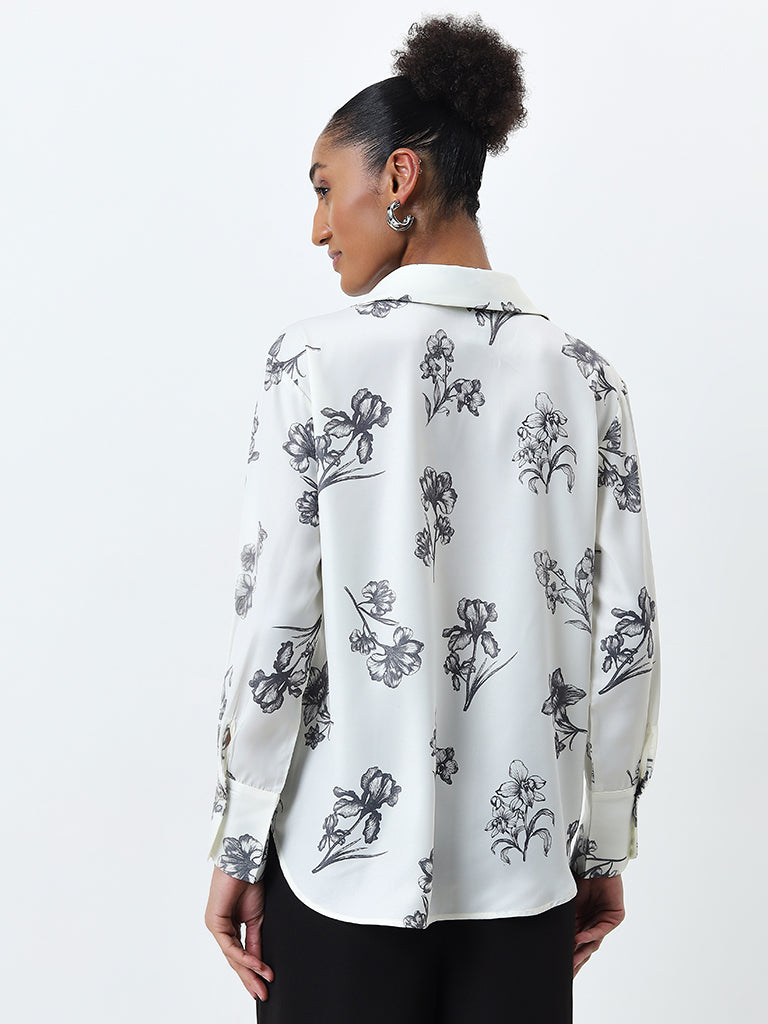 Wardrobe White Floral Printed Shirt