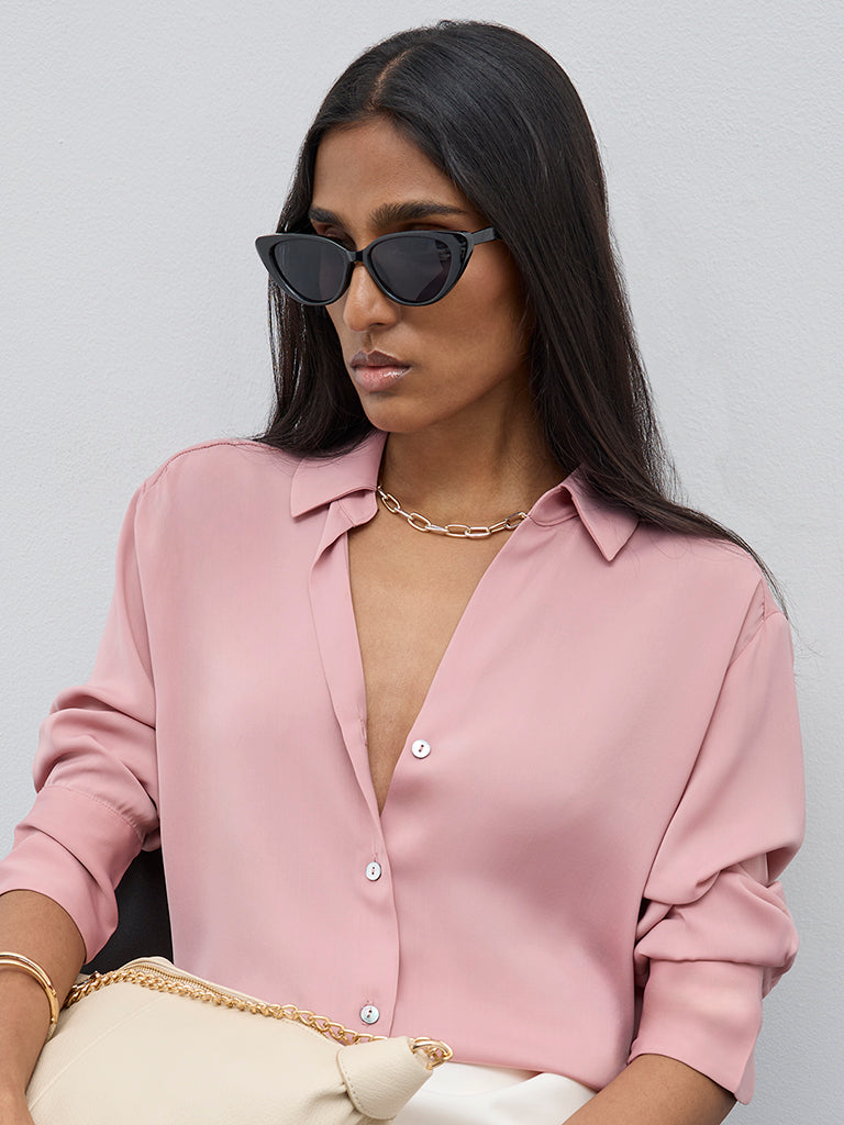 Wardrobe Dusty Pink Solid Shirt