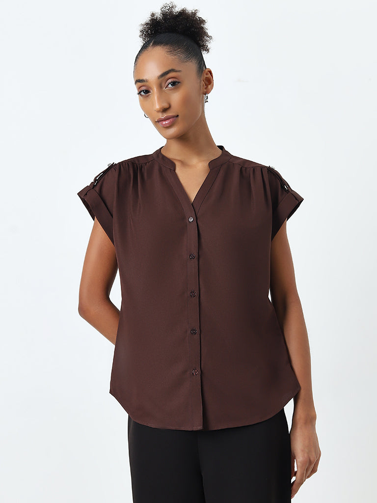 Wardrobe Dark Brown Solid Top