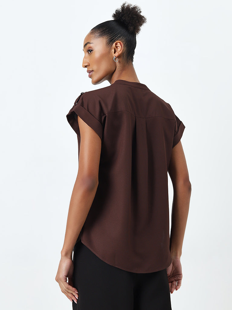 Wardrobe Dark Brown Solid Top