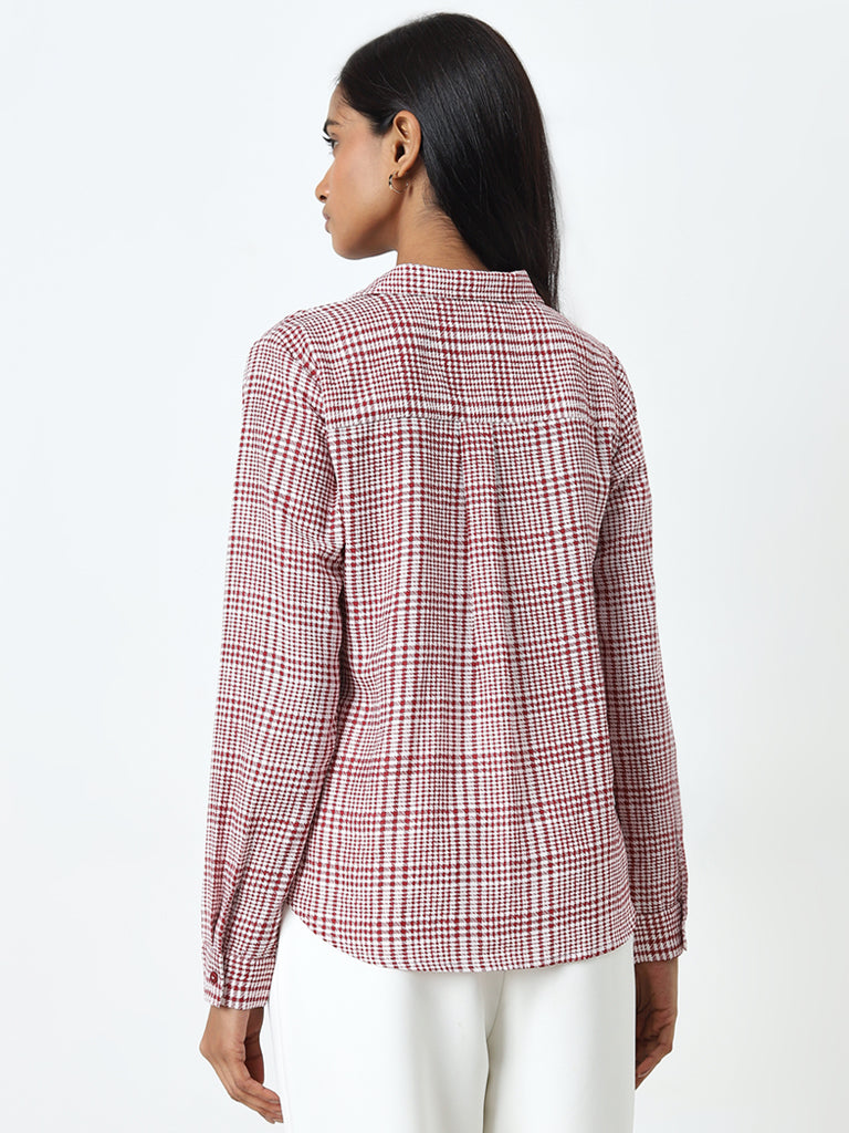 Wardrobe Red Houndstooth Printed Shirt