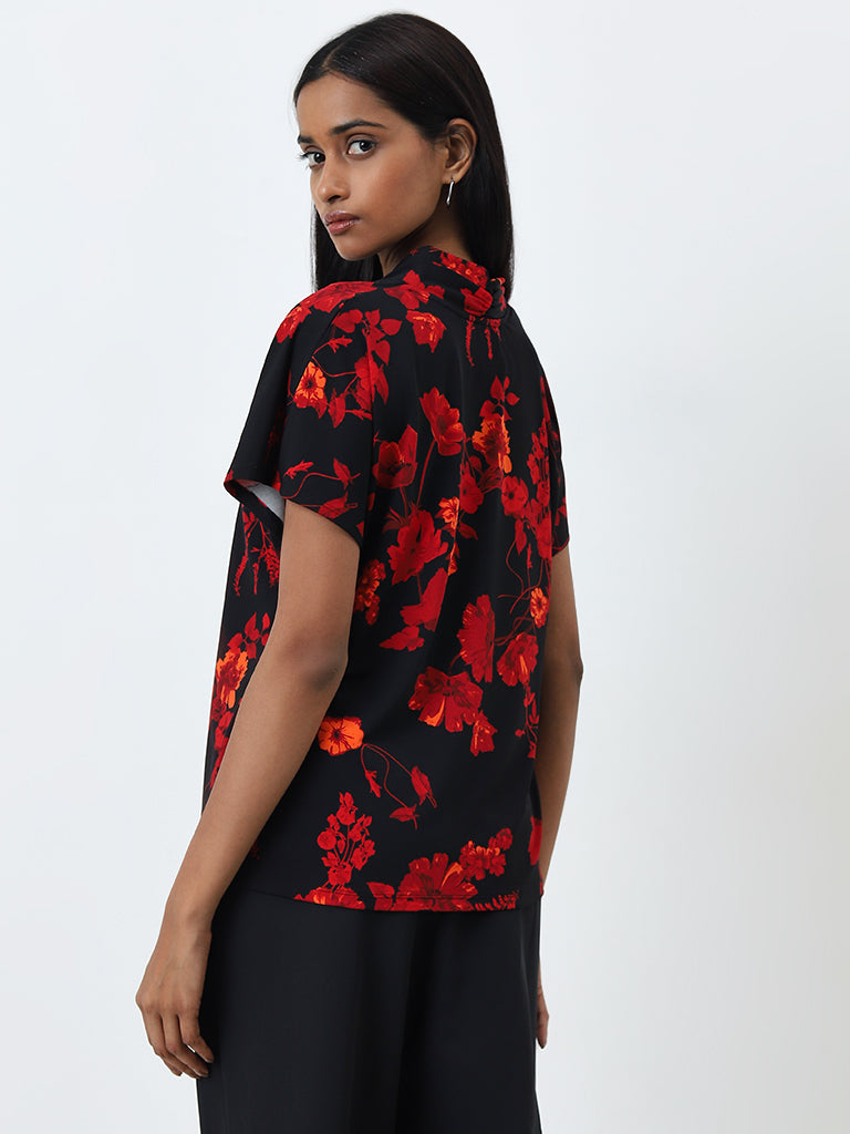 Wardrobe Black Floral Printed Top