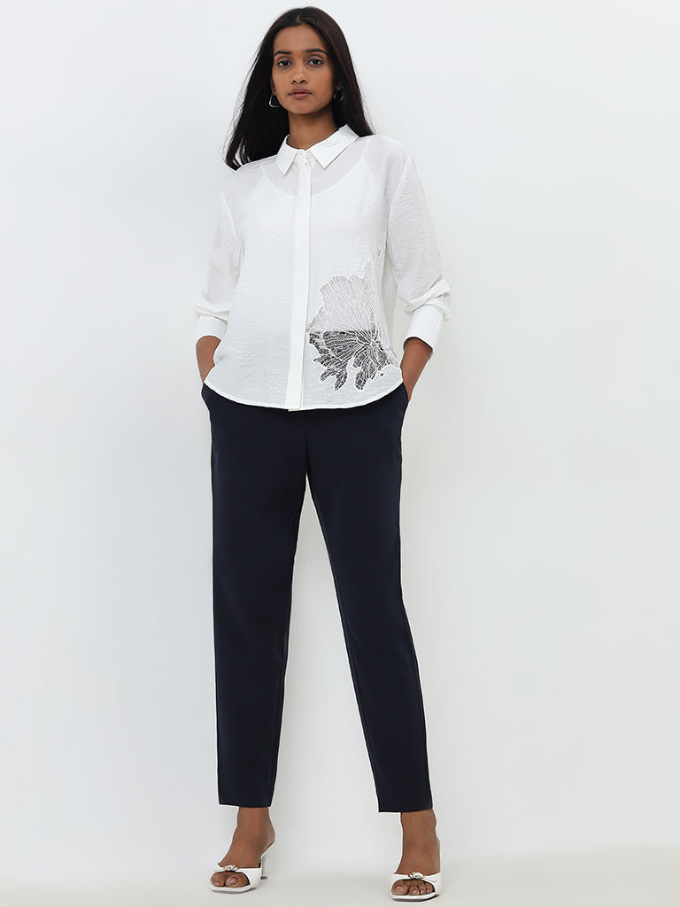 Wardrobe Navy High-Rise Trousers