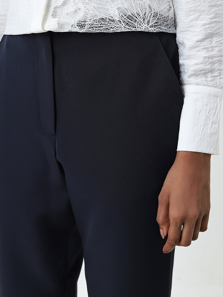 Wardrobe Navy High-Rise Trousers