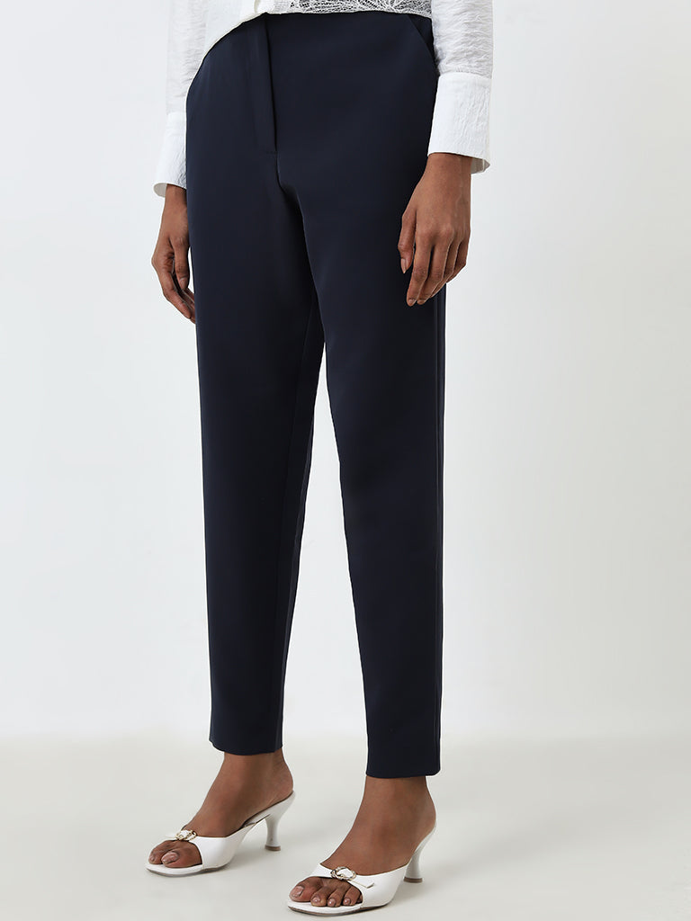 Wardrobe Navy High-Rise Trousers