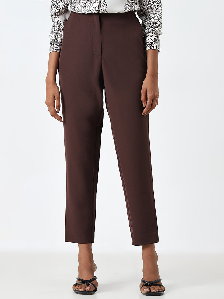 Wardrobe Brown High-Rise Trousers