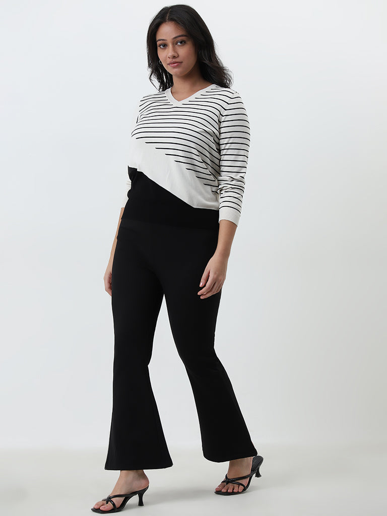 Gia Black & Off-White Striped Sweater