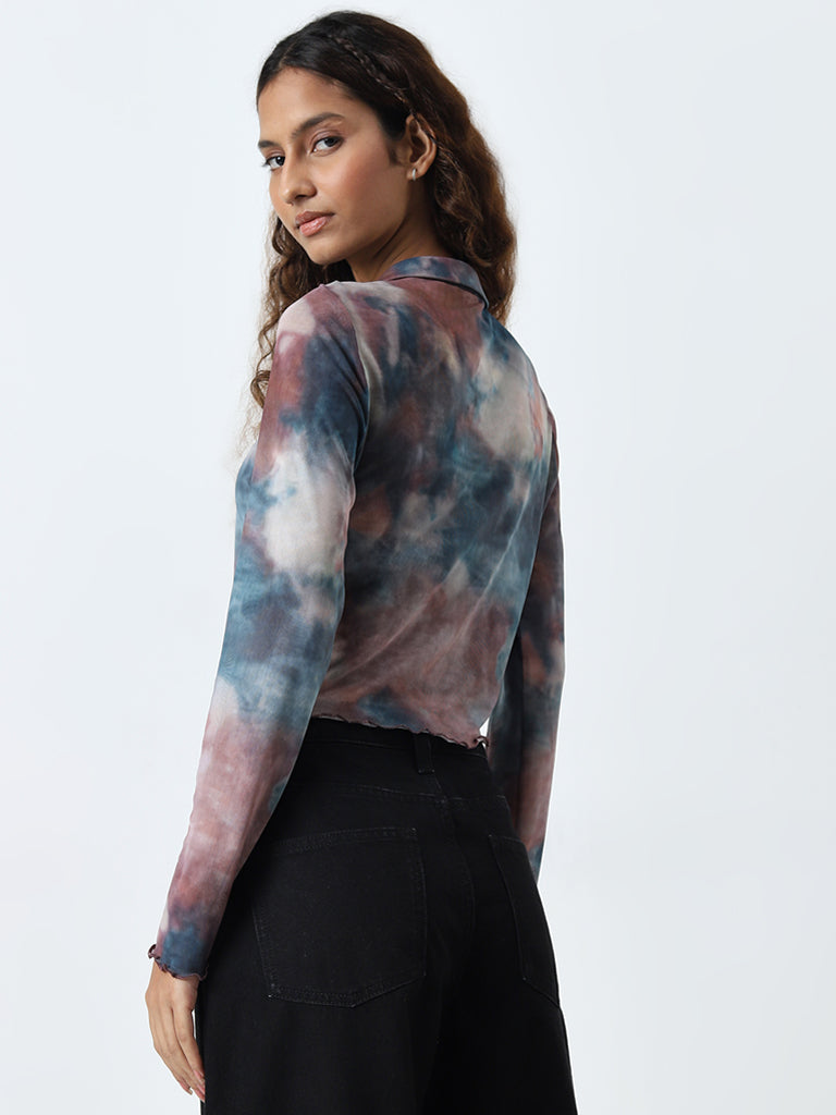 Nuon Multicolour Tie-Dye Mesh Top