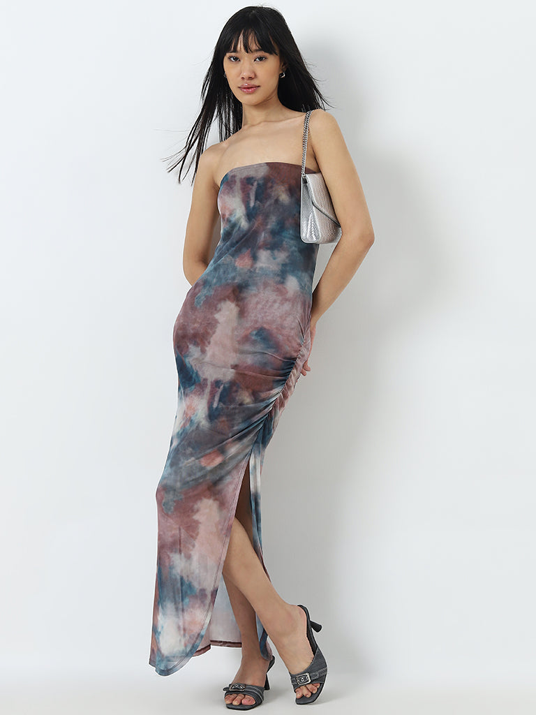 Nuon Multicolour Tie-Dye Design Cotton Tube Dress