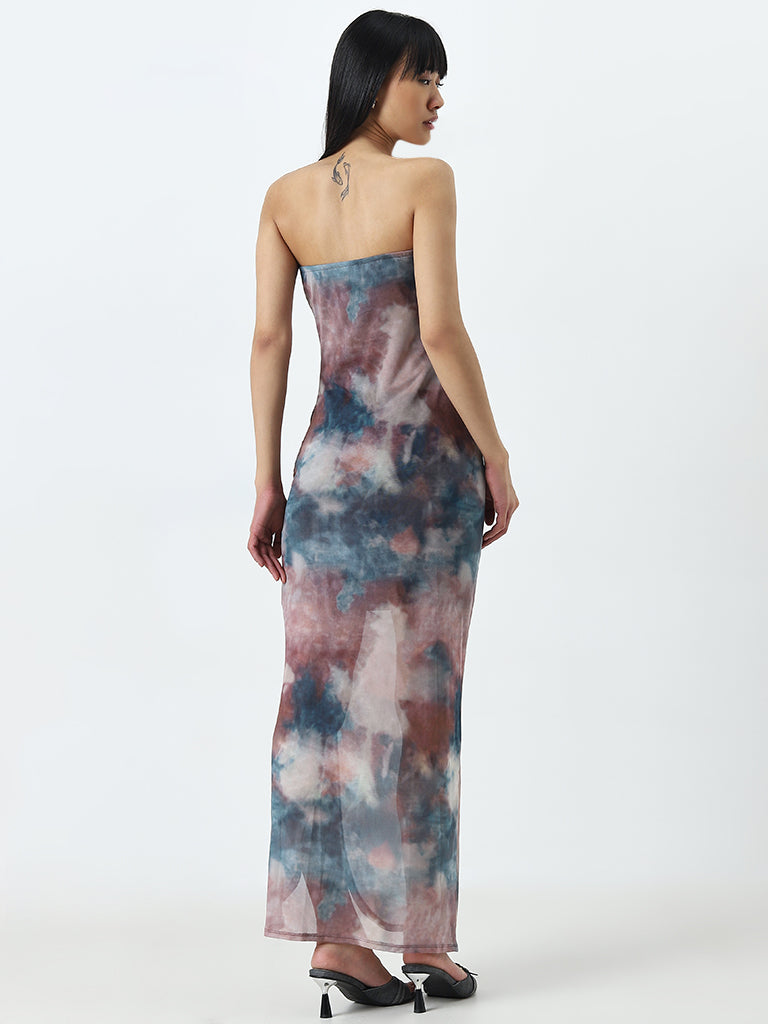 Nuon Multicolour Tie-Dye Design Cotton Tube Dress