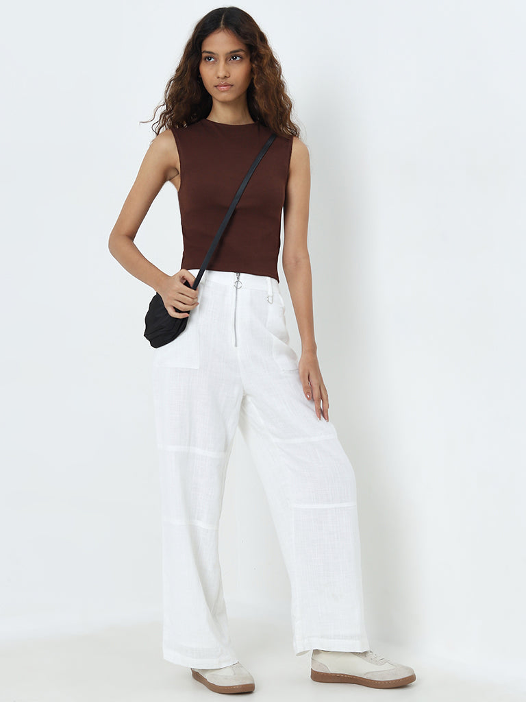 Nuon White High-Rise Trousers