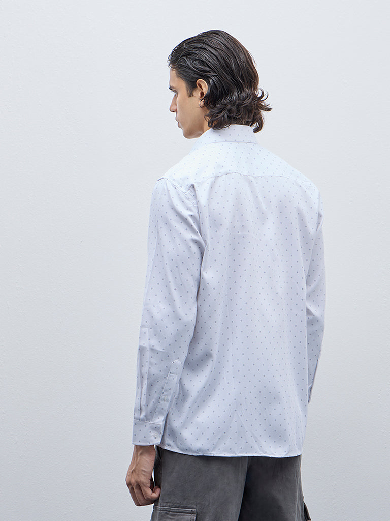 WES Formals White Printed Relaxed-Fit Shirt