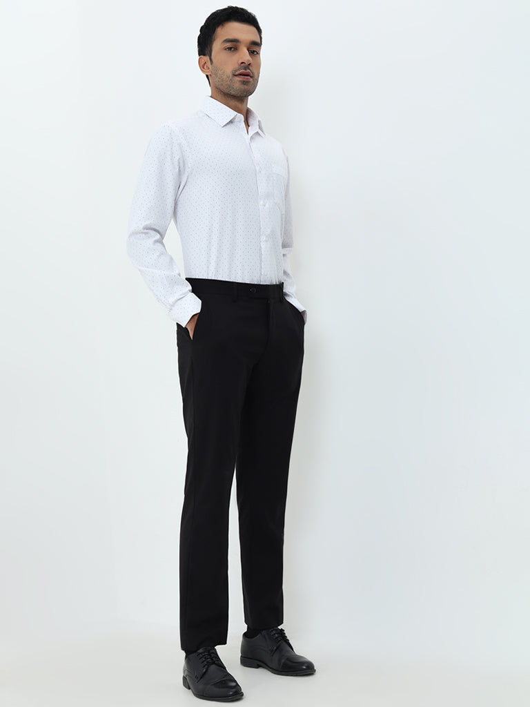 WES Formals White Printed Relaxed-Fit Shirt