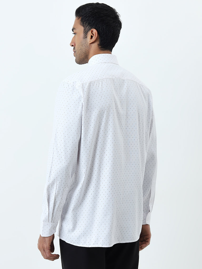 WES Formals White Printed Relaxed-Fit Shirt