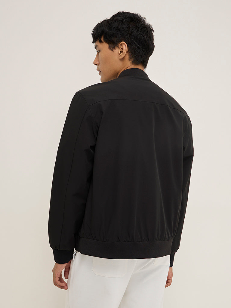 Studiofit Black Solid Relaxed-Fit Jacket