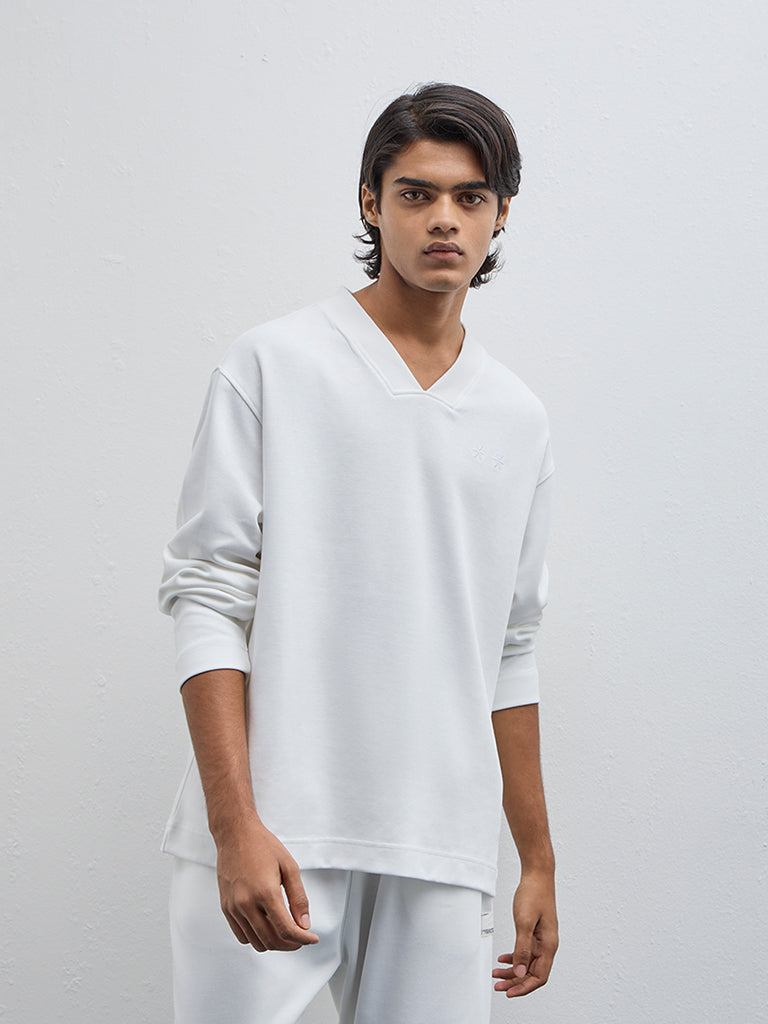 Studiofit Off-White Relaxed-Fit Sweatshirt