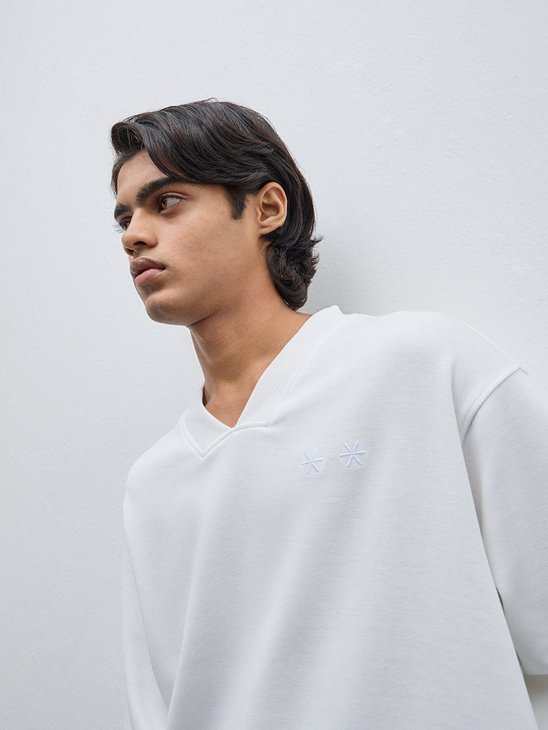 Studiofit Off-White Relaxed-Fit Sweatshirt