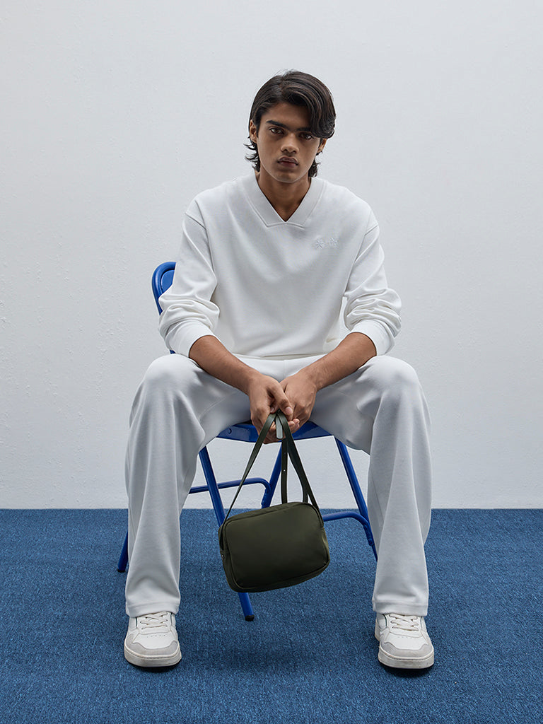 Studiofit Off-White Relaxed-Fit Sweatshirt