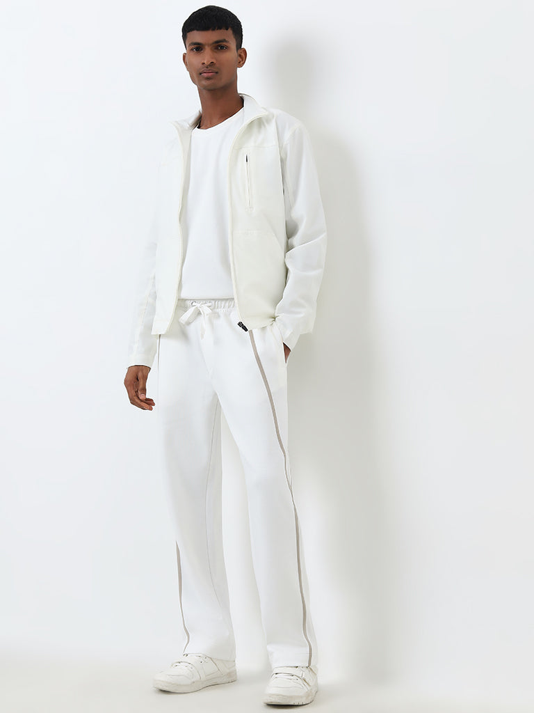 Studiofit Off-White Relaxed-Fit Mid-Rise Track Pants