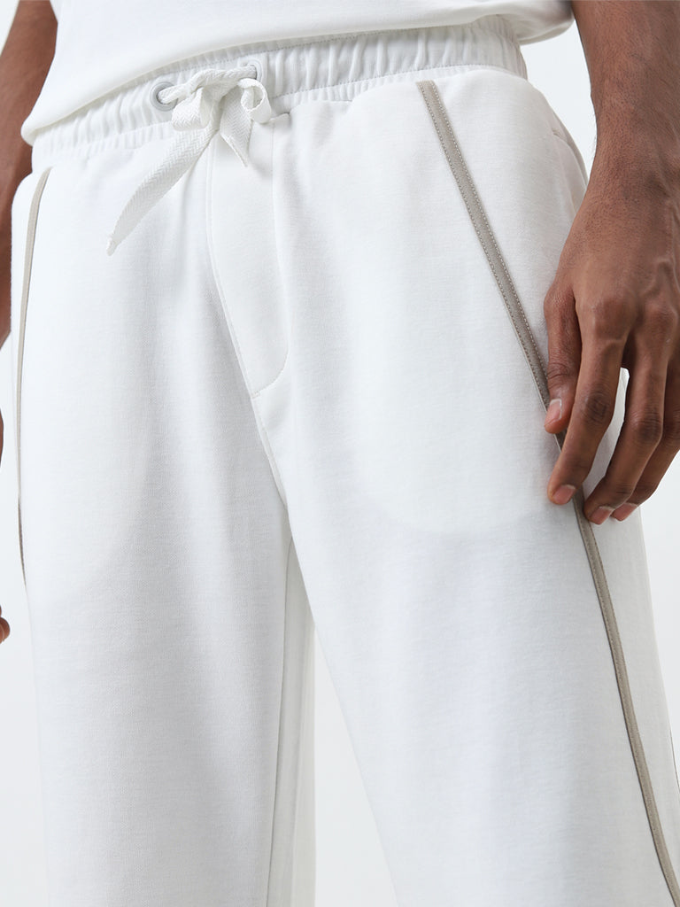 Studiofit Off-White Relaxed-Fit Mid-Rise Track Pants