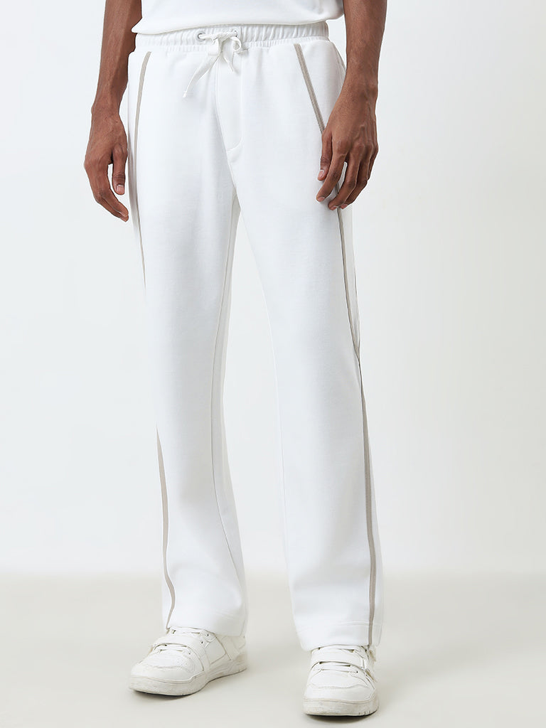 Studiofit Off-White Relaxed-Fit Mid-Rise Track Pants