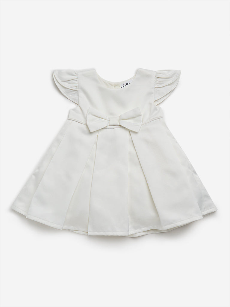 HOP Baby White Bow-Detailed A-Line Dress