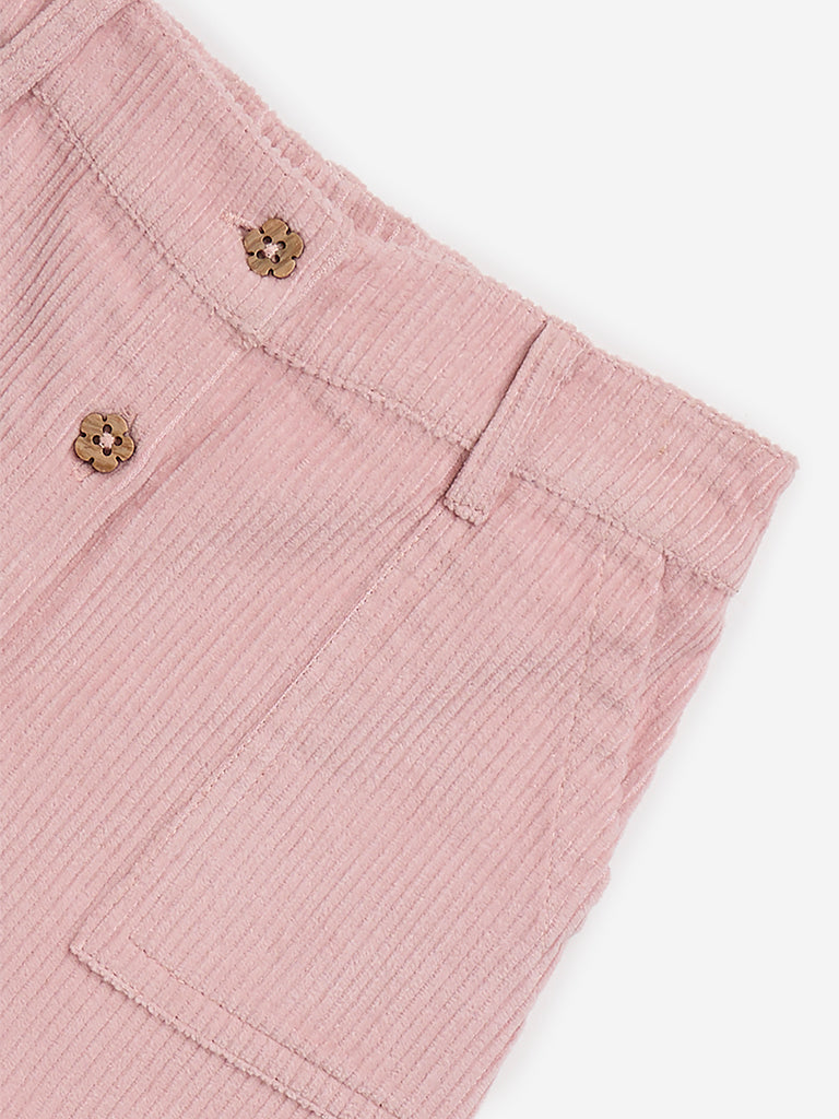 HOP Kids Dusty Pink High-Rise Corduroy Cotton Skirt