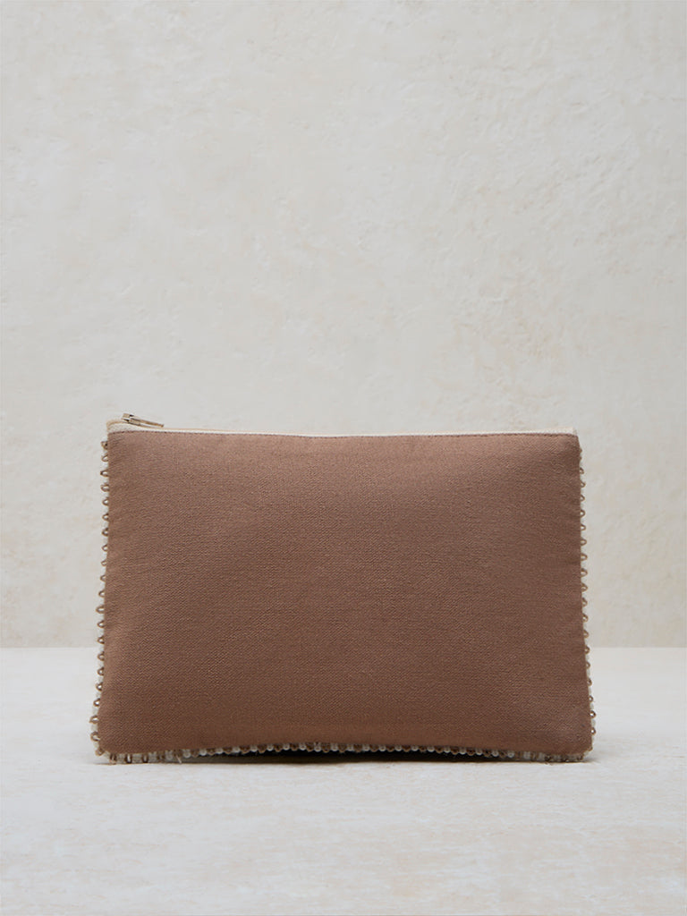 Westside Home Brown Embroidered Pouch