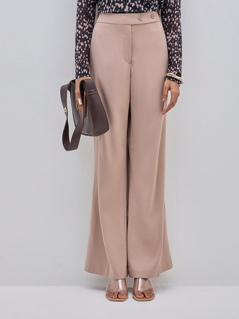 Wardrobe Beige High-Rise Trousers