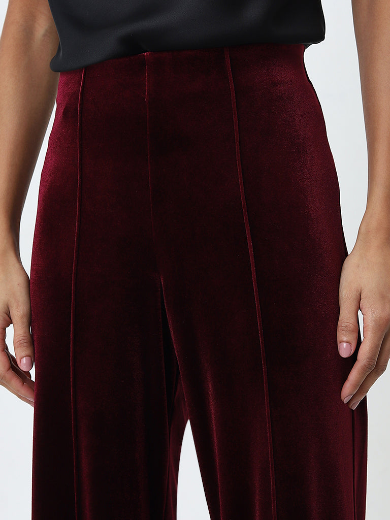 Wardrobe Burgundy High-Rise Pants