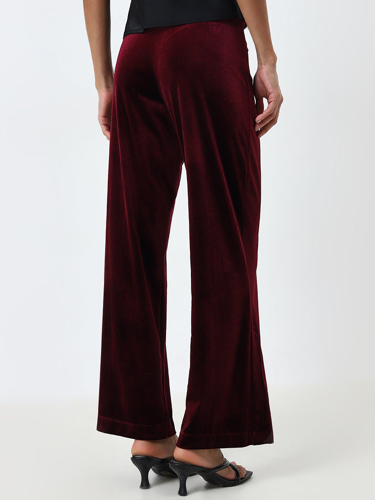 Wardrobe Burgundy High-Rise Pants